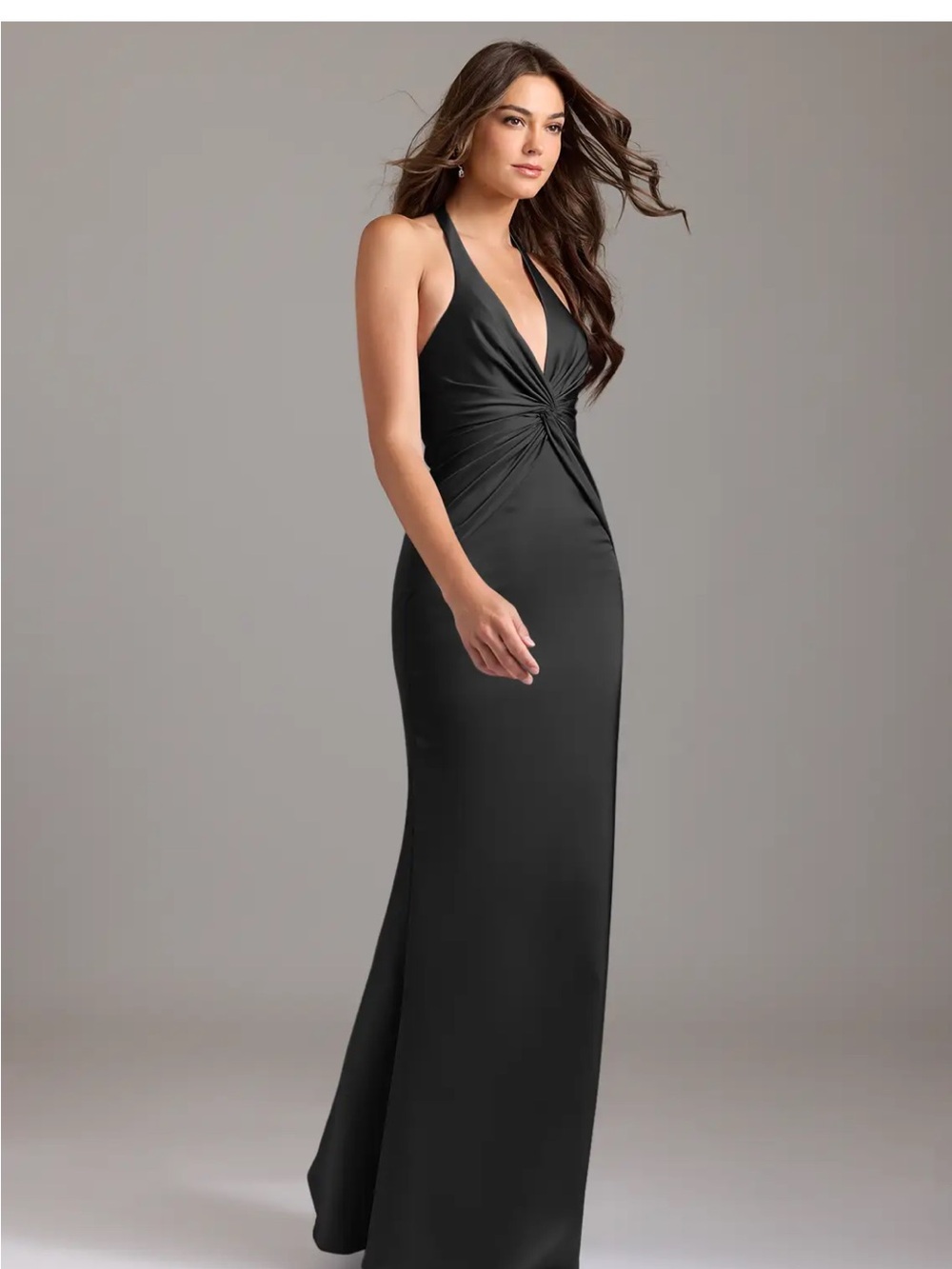 Black Twisted-Front Halter Evening Dress “Valerie” Azazie dress